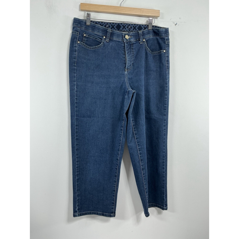 Womans Excellent JM Collection Blue Jeans Cropped 10 Decal Accent 0046/Q2